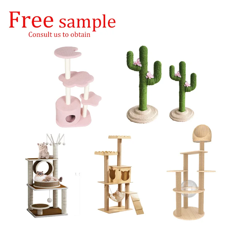 

Manytoo Free Sample Factory Sisal Solid Wood Cat Climbing Frame Cat Tree House Condo Cat Tower katzenbaum