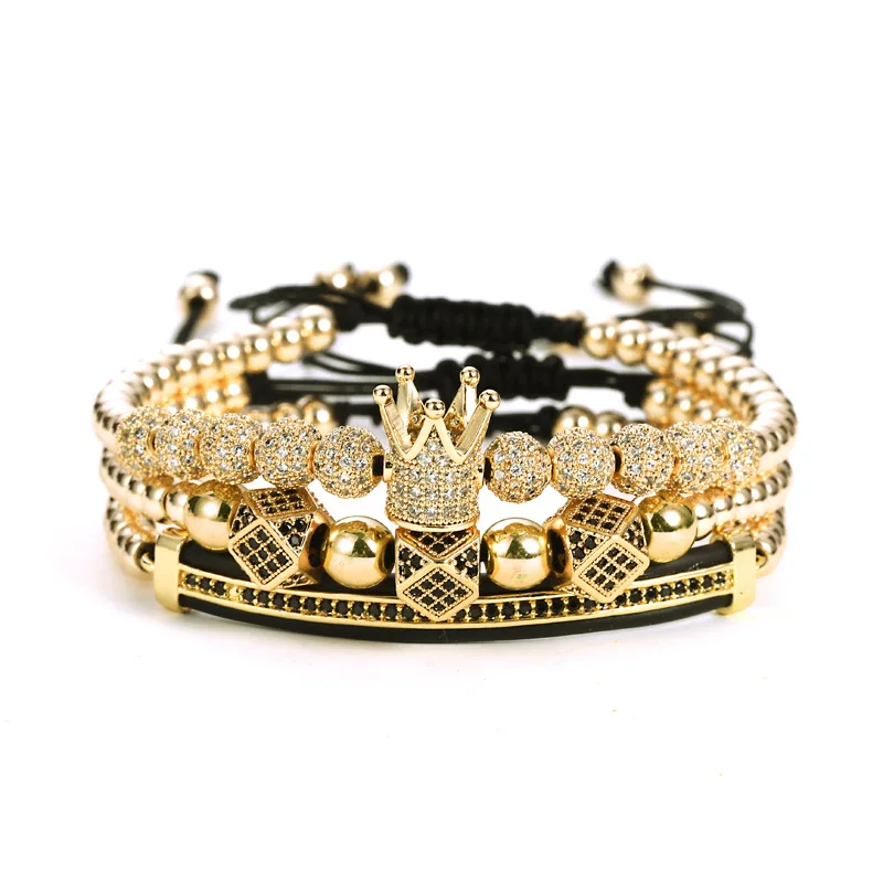 

DIY Set Stainless Steel Jewelry Romantic Crown Bracelet With CZ Stones For Women and Men Stocks Selling Fashion Bracelet