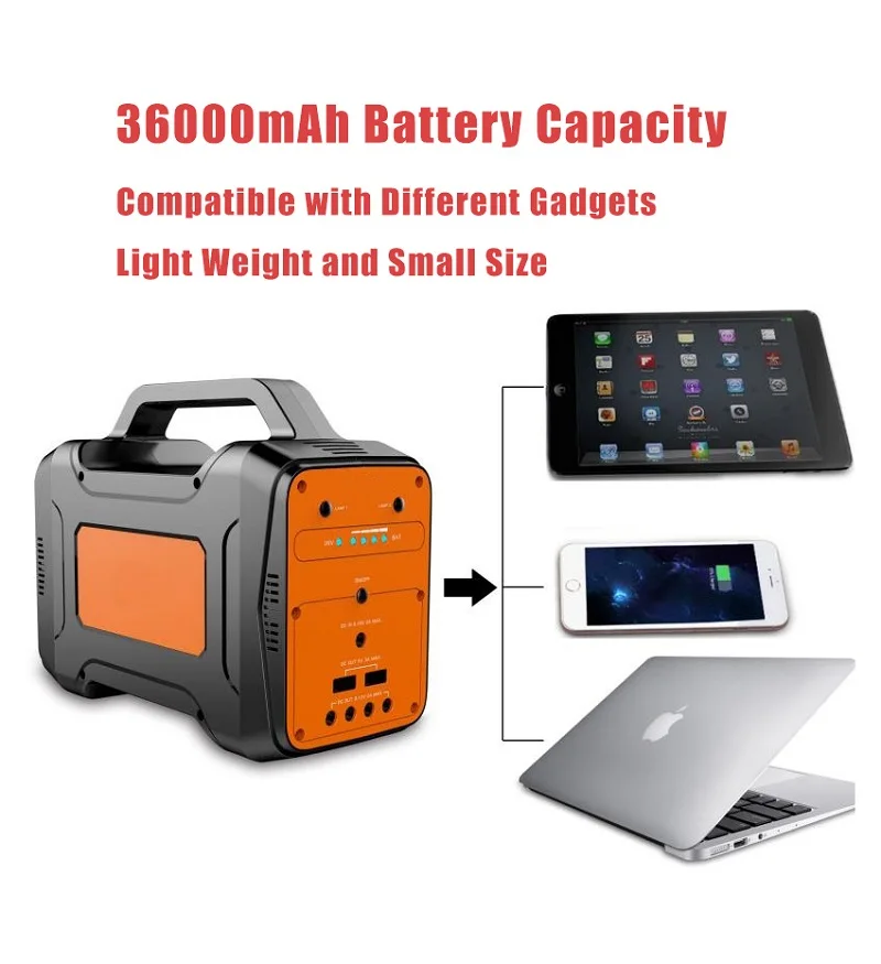 36000mAh Capacity AC DC USB Outlet Solar Charge Lithium Portable Power Station 100W for Camping Laptop Drone Outdoor Use - ANKUX.COM