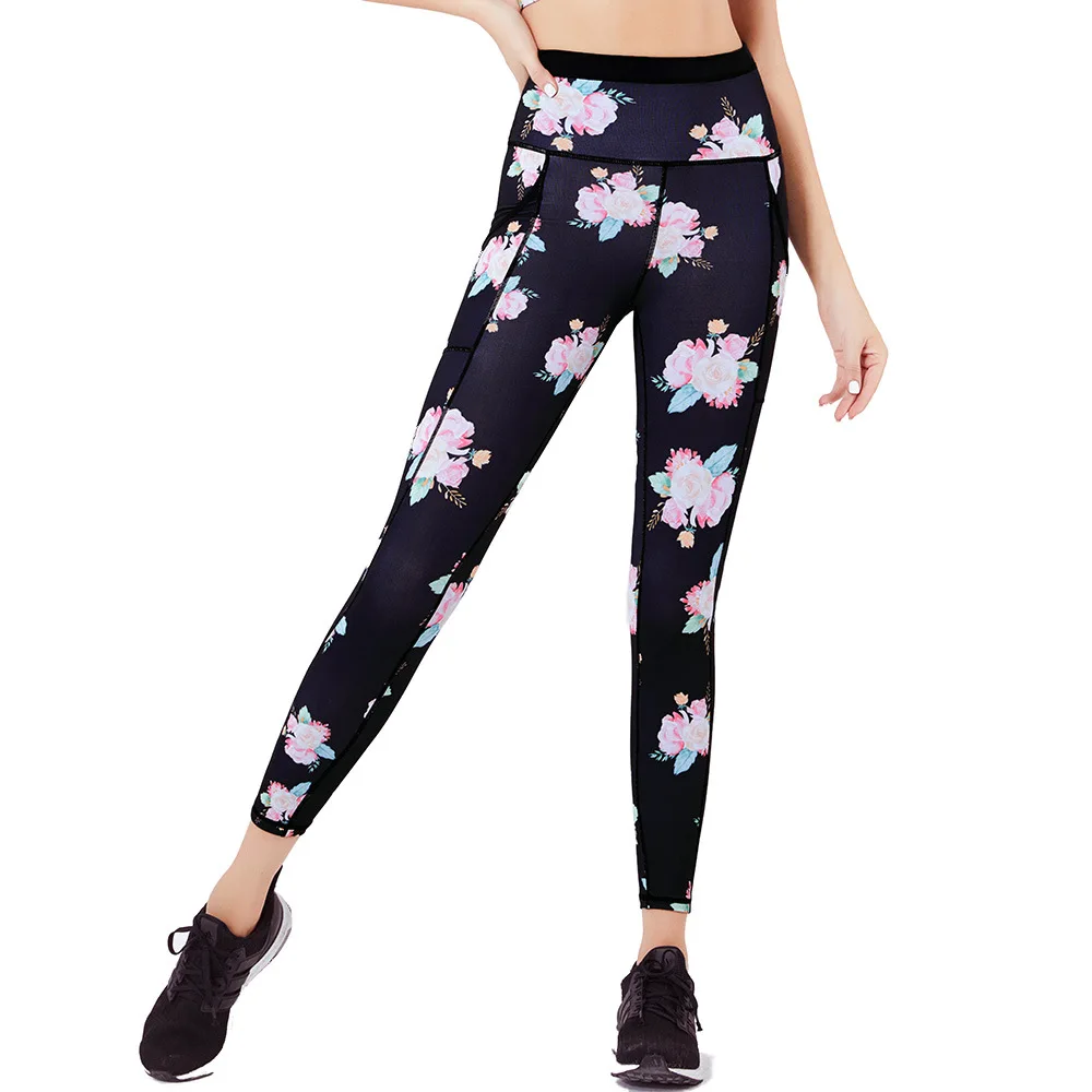 

wholesale High Waisted Yoga Pants quick dry fitness running training hip print short Leggings, Customized colors