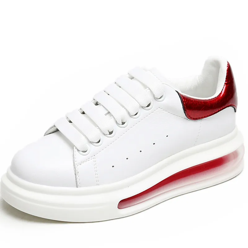 

Spring New Style Multi-color Air Cushion Bottom White Shoes 2020 Genuine Leather Platform Sneaker Trainers Lady Footwear