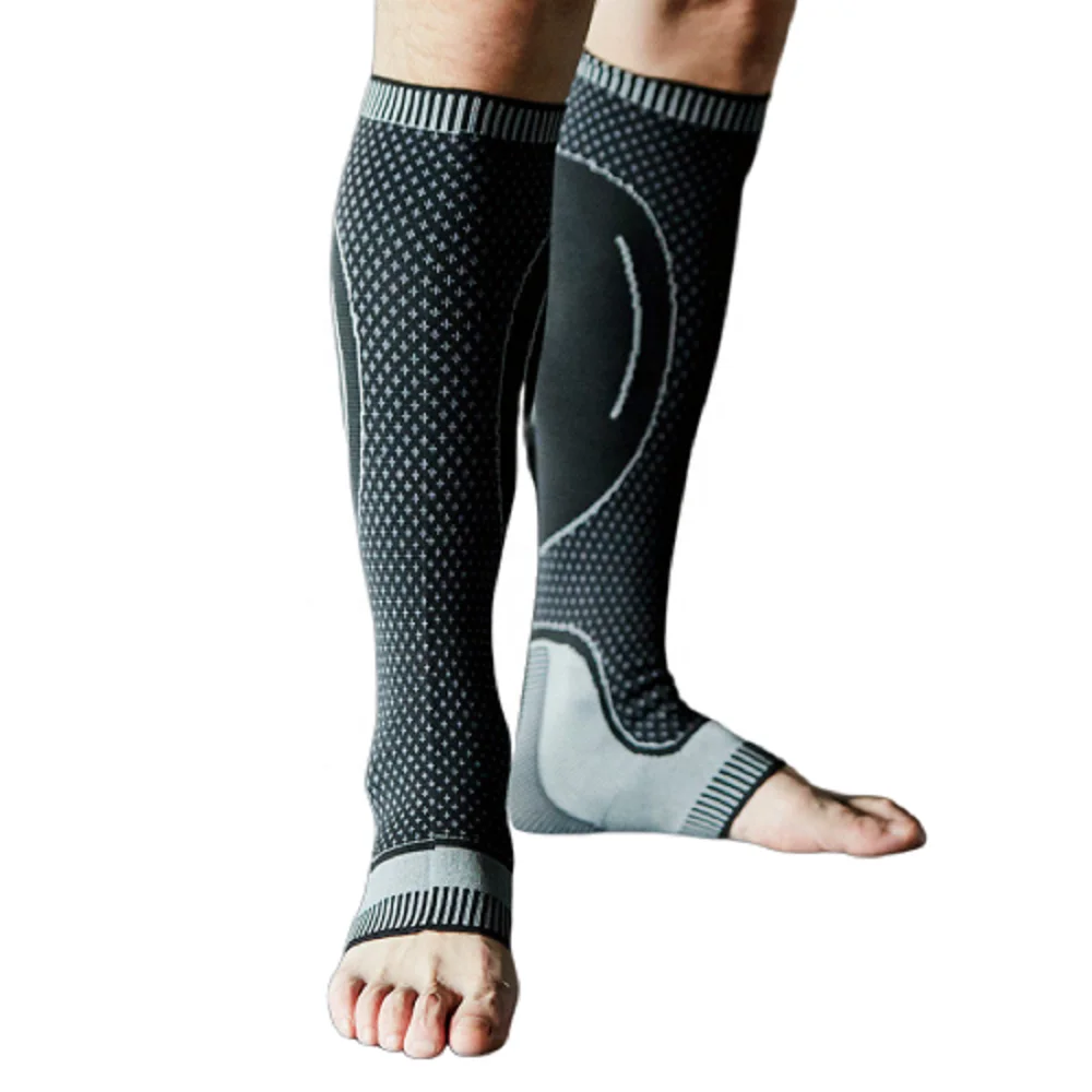 

Sports Compression Socks High Knee Stockings Calf and Ankle Protector Support for Running Football 2pcs/pair, Black