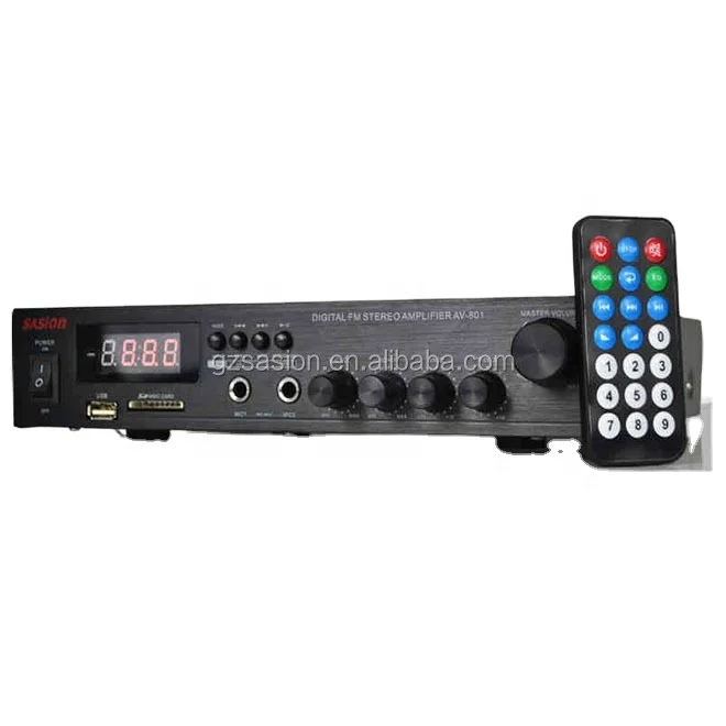 

AV-801 2-Ch USB DJ/Pro/Karaoke Amplifier Mixer karaoke amplifier home audio for mic, Blank silver