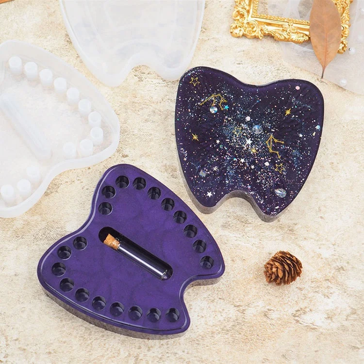 

DIY Epoxy Resin Baby Teeth Lanugo Memorial Box Storage Box Mirror Silicone Mold Memorial collection box Silicone Molds For Resin