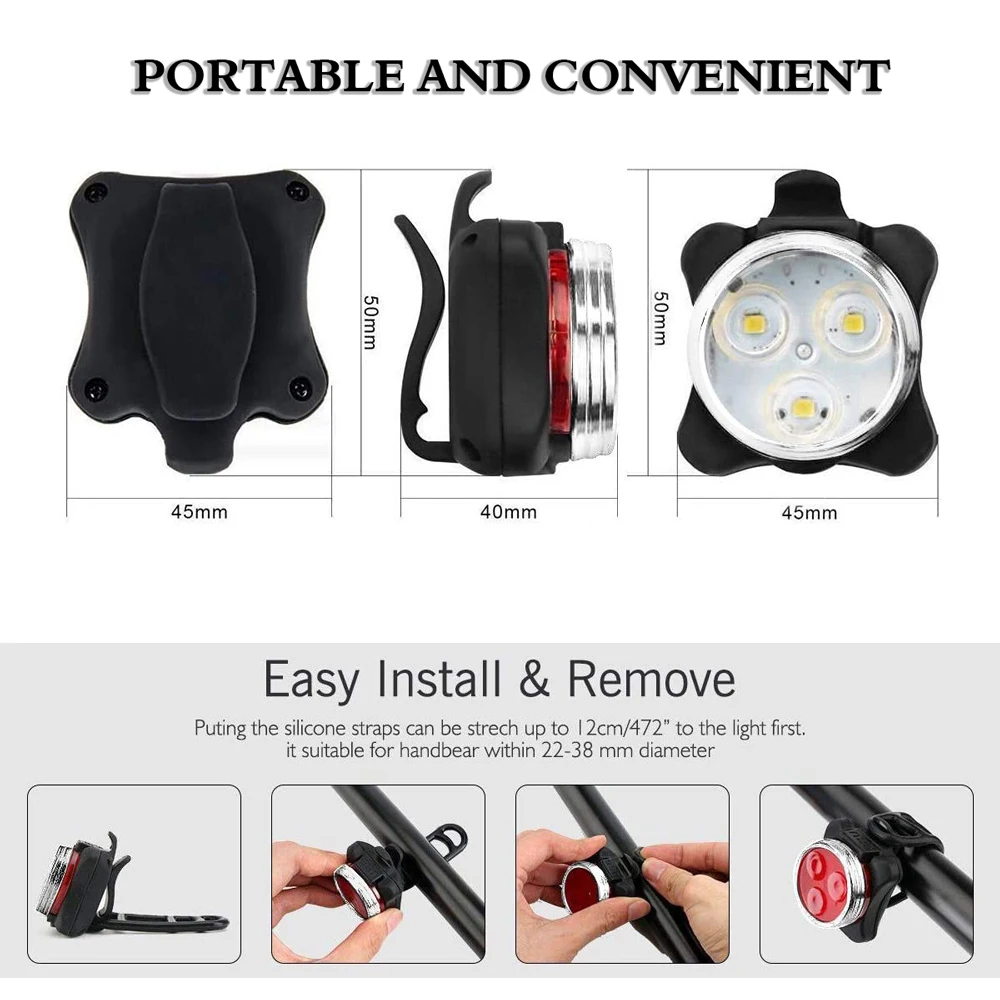 IP65 waterproof bike accessories lights front and back bicycle tail light rechargeable set led bike for sale factory