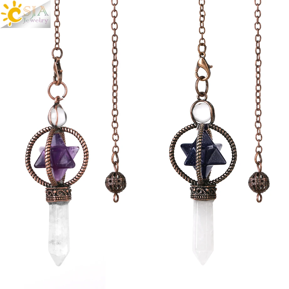 

CSJA natural healing crystal pendulums for dowsing divination esotericism merkaba clear quartz pendule divinatoire G930