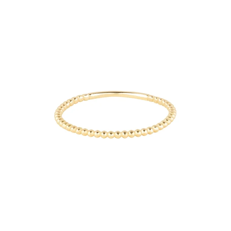 

Gold Fashion Minimalist Line Round Bead Sterling Silver Glossy Lady All-match Ring