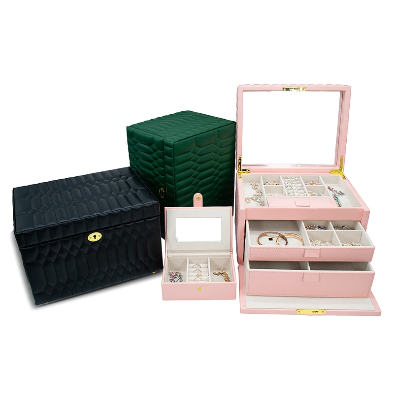 

SGS Jewelry Case Large Capacity Household Jewellery Organizer Multilayer Lock Storage Box Bracelet Earring Necklace