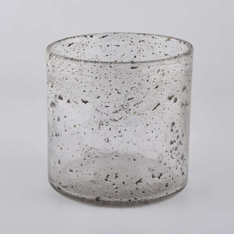 hand made glass candle holders with air bubble finish