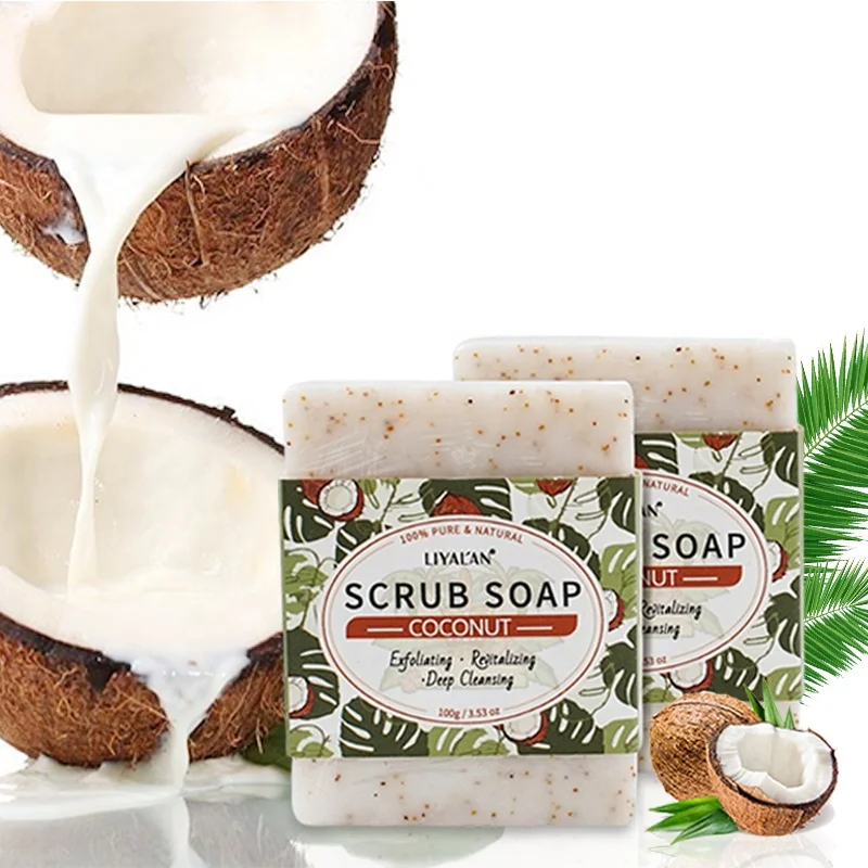 

Private Label Natural Organic Deep Cleansing Scrub Brightening Exfoliating Coconut Handmade Soap, White