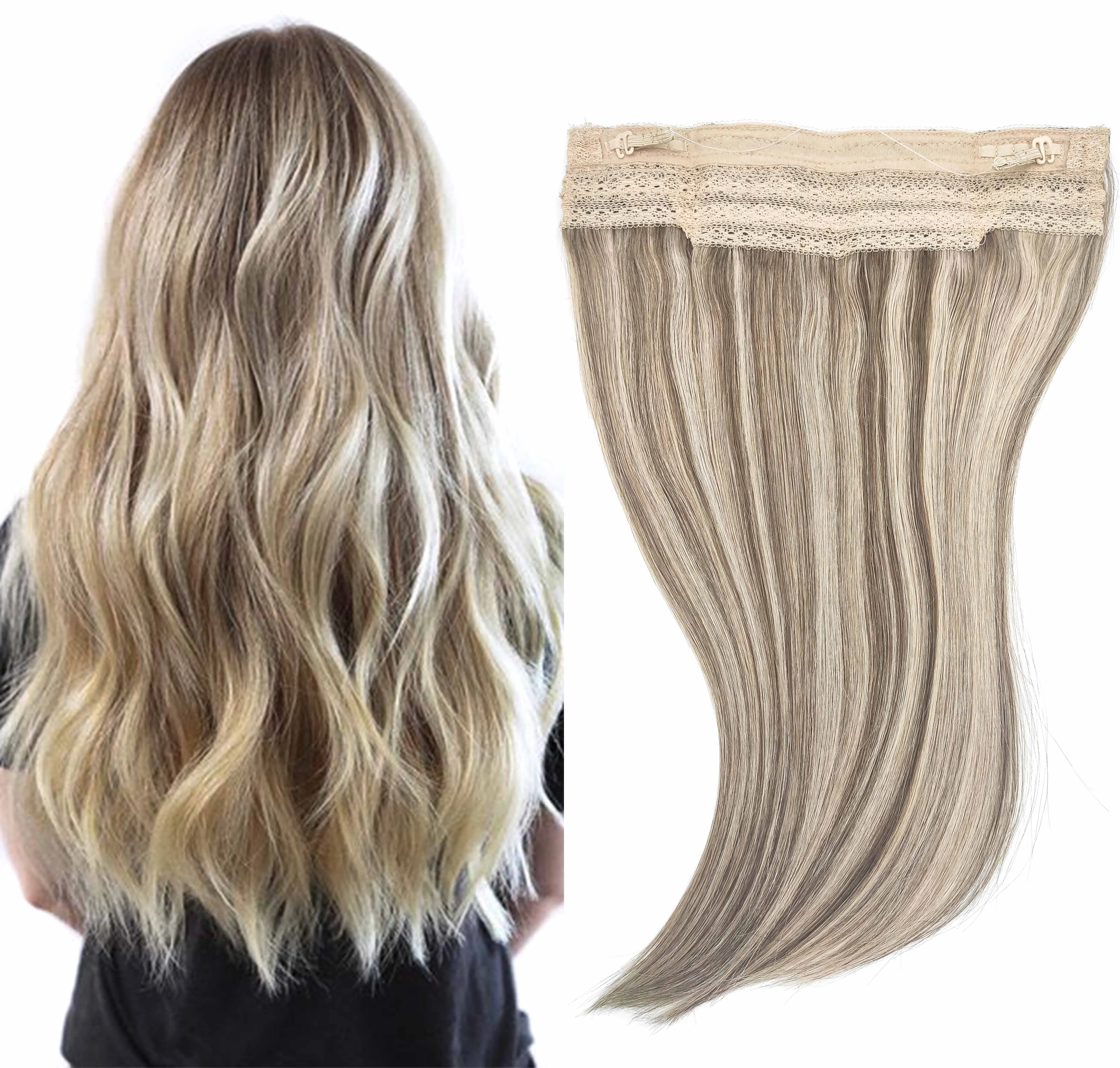 

Wholesale Hair Piece Blonde Balayage Remi Cuticle Aligned European Remy Halo Hair Extensions