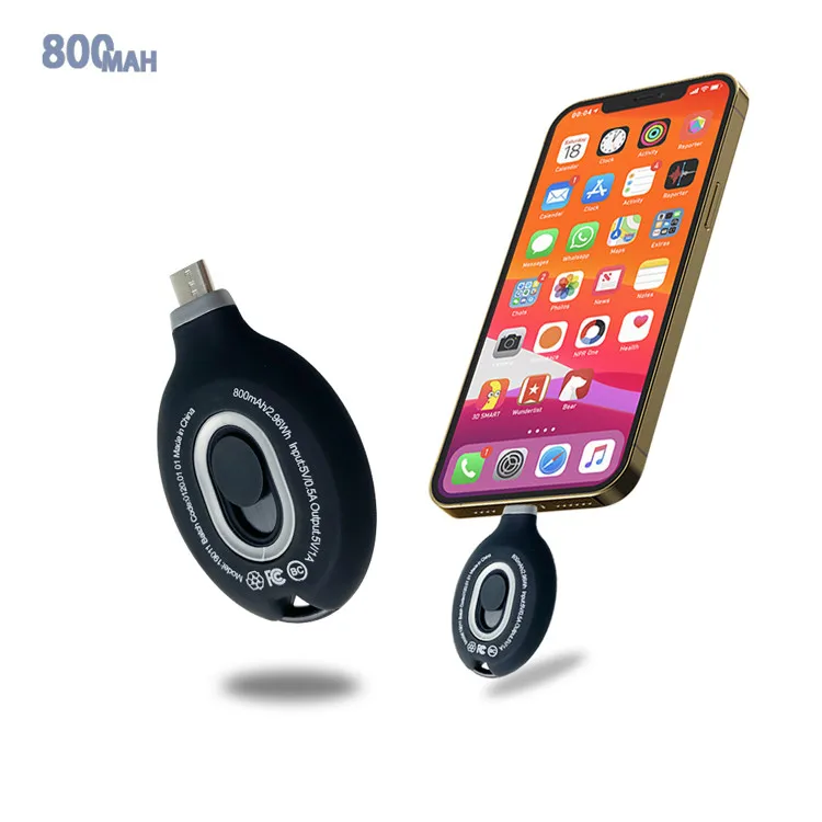 

Wholesale Keychain Mini Size Portable Battery 800Mah key chain Power Bank For Samsung Galaxy Power Bank For iPhone