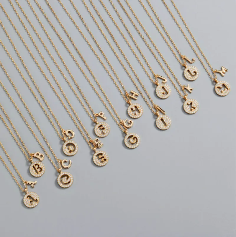 

Factory Outlet European And American Fashion Ins Design Jewelry 18K Gold Plated English Alphabet Pinyin Pendant Copper Necklace, Picture shows