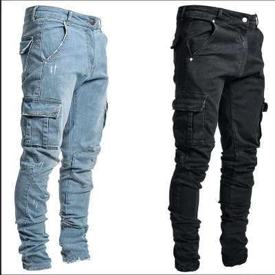 

B35617A 2021 Hot Popular Solid Color Men's Casual jeans Trousers Fashion Men's Slim pants, Shown