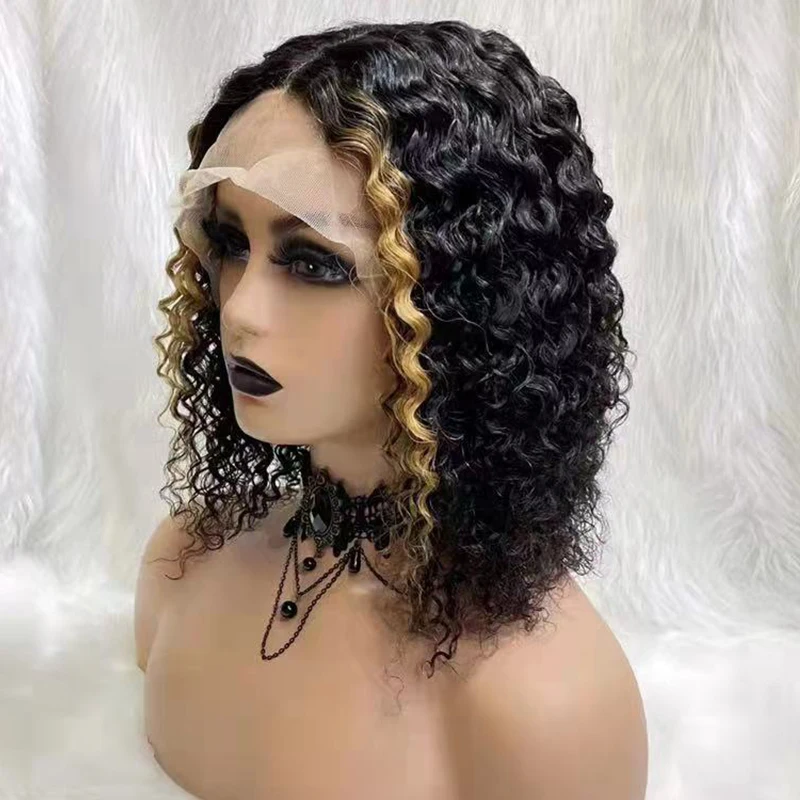 

Letsfly PT1b27 Deep Wave T Part Wigs 16inches Human Hair Wig Wholesales Jerry Curly Free Shipping