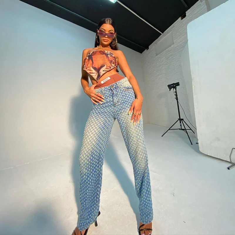 

Loose Pants Brief Jeans Women Casual Personality Jeans Trousers Long Pants
