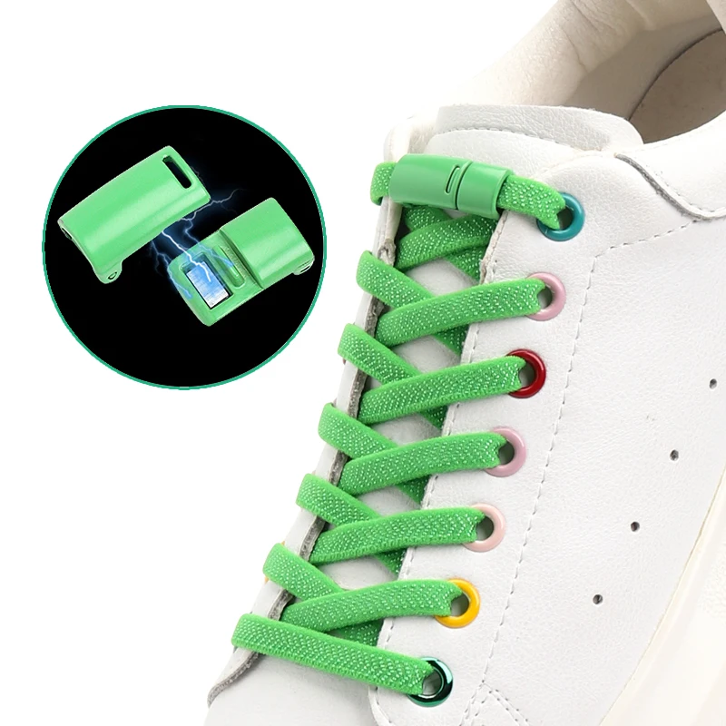 

New Elastic Sneakers Flat Shoelace No Ties Men's and Women's Universal Shoelaces Magnetic Lock Bands Rubber Shoelaces, 20 colors