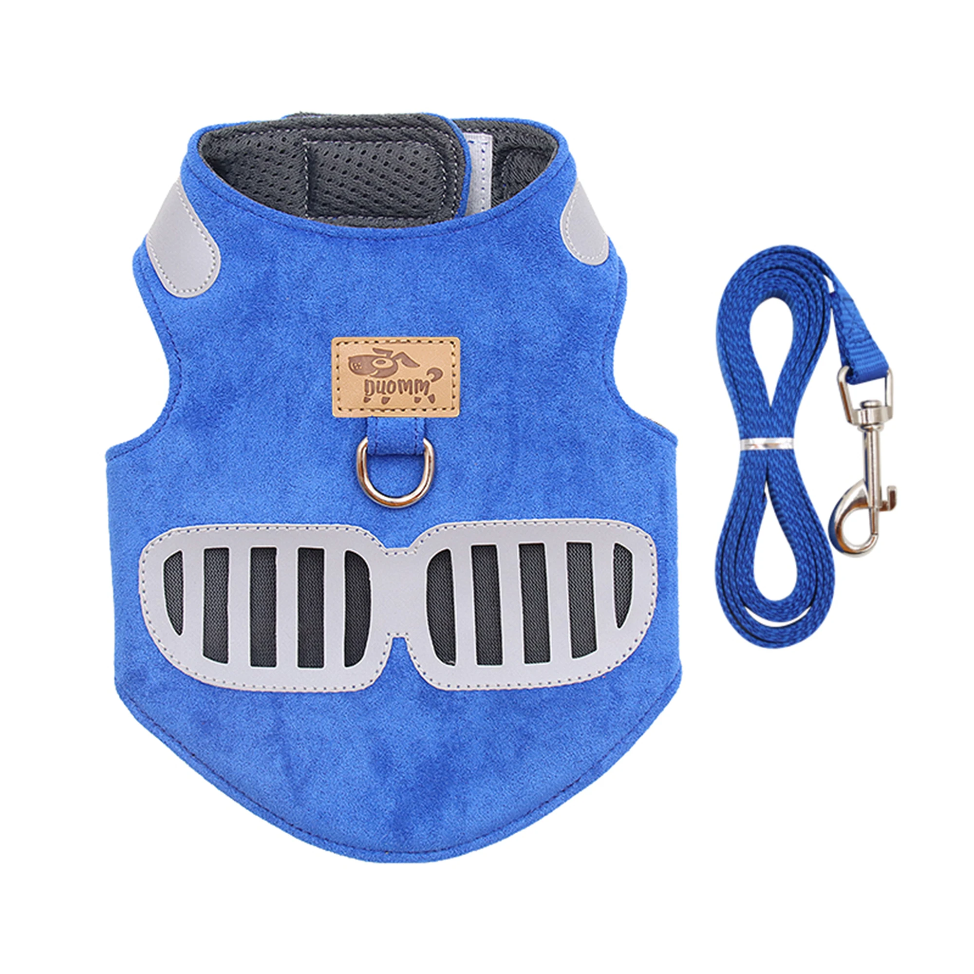 

Hot Sale Adjustable Reflective Breathable Small Medium Pet Dog Vest Collar Soft Suede Cat Harness And Leash, As picture