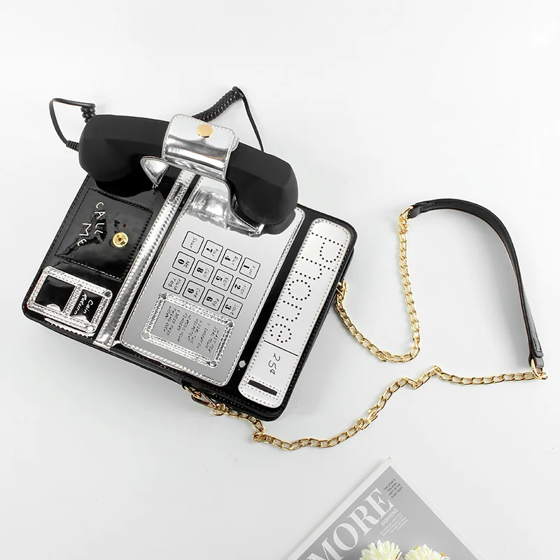 

New Arrivals Pu Leather Custom Fixed Telephone Shaped Purse Handbags for Women