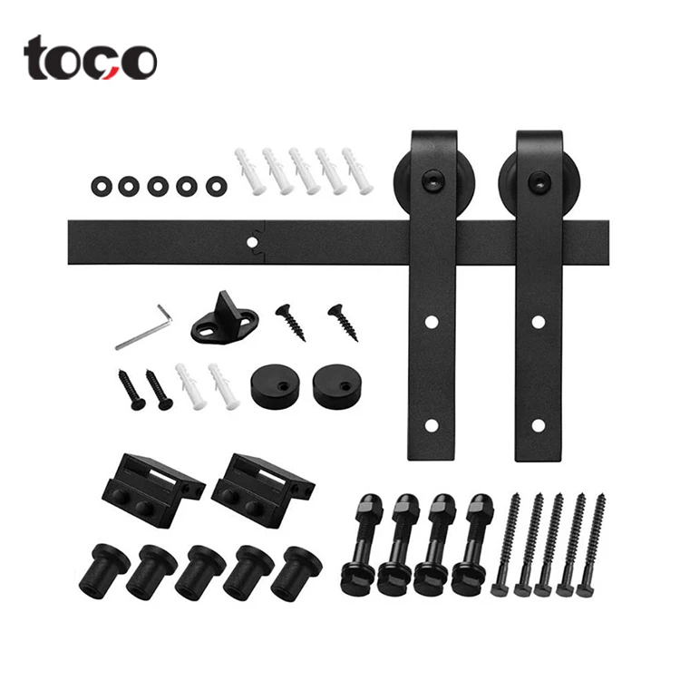 Toco Heavy-Duty Sliding Barn Door with Glass Clear Tempered Glass Black Antique Style Modern Industrial Wooden Exterior Hardware