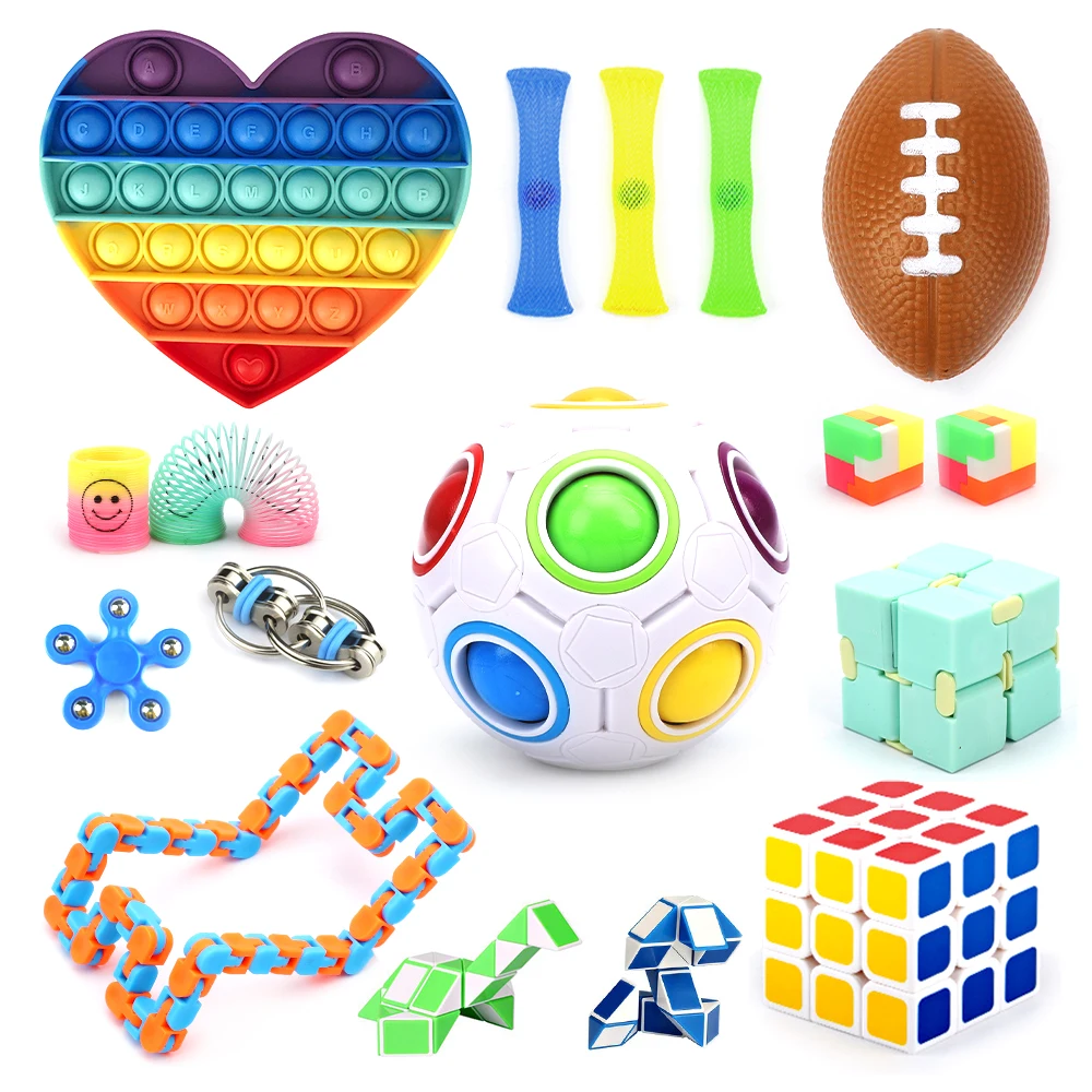 

Good Supplier 0083 Kit Pad Spiner Box Fidget Toys Stress Ball Pelotas Anti Artes Pack Big Set Toys Fidget