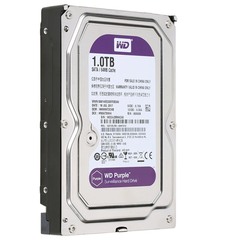Mal funcionamiento sílaba habla Source Hard Disk Drive Purple HDD Disco Rigido Festplatte Security Systems  Refurbished DVR NVR WD10PURX 1TB 3.5 Inch Sata Hard Drives on m.alibaba.com