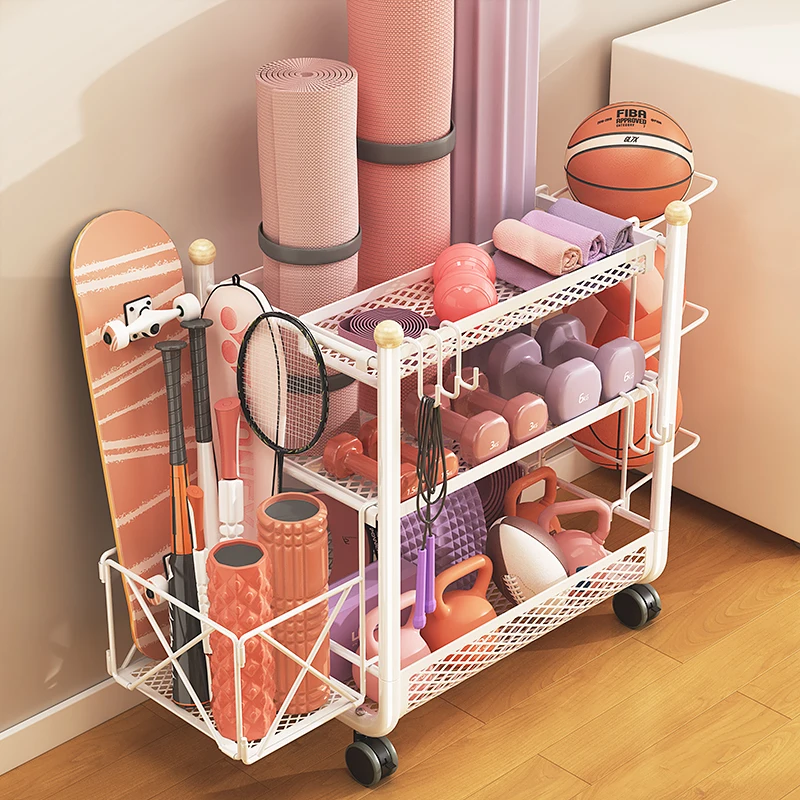 Basketball dumbbell Sports storage rack removable floor-standing yoga mat storage basket home badminton racket fitness supplies