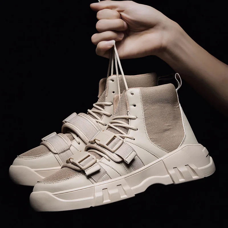 

Personality fashion hiking shoes European/American street style ankle boots for men