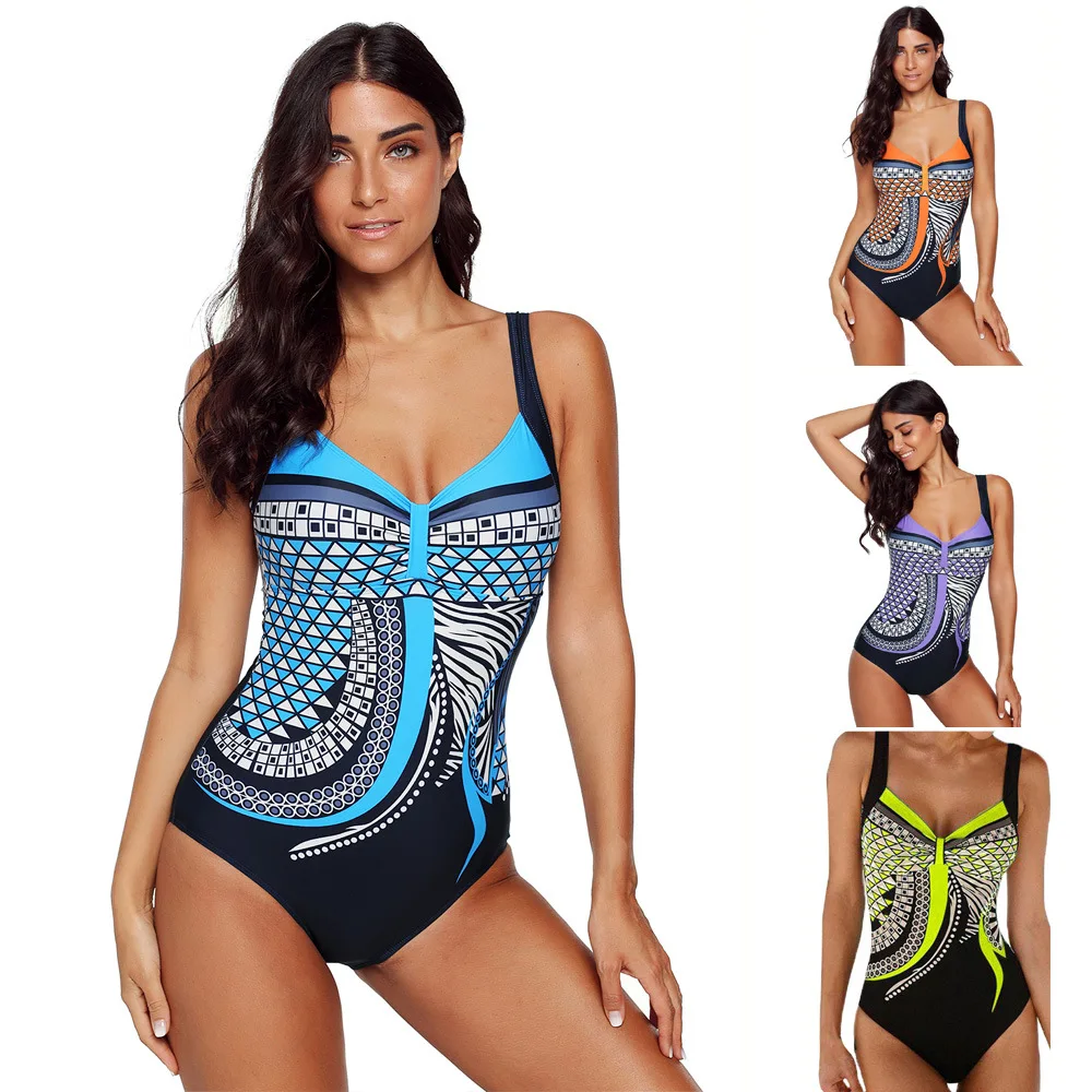 

High Quality Swimwear Sexy Geometric Pattern Swimsuit Backless  Bikini S-2XL