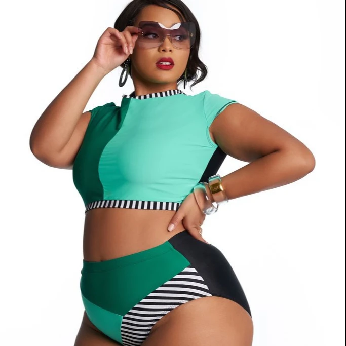 

XL-4XL Wholesale Custom Logo High Waist Swimsuit Big Size Swimwear Sexy Bikini Fat Ladys Bikini Plus Size Swimwear For Fat Women