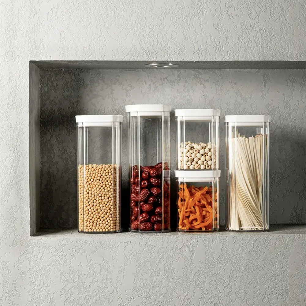 

6 Pc Dry Kitchen Organization Plastic Airtight Vacuum Pantry Food Storage Containers Set With Lids, Customized color