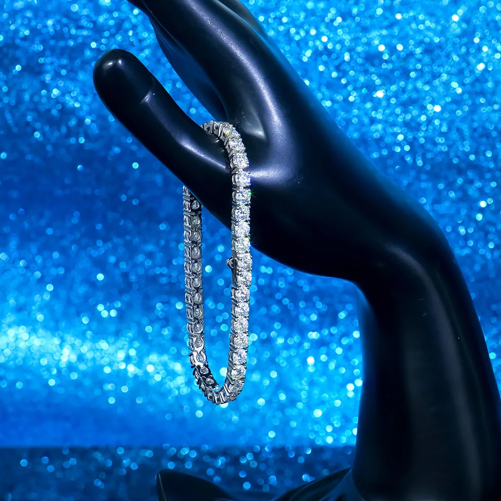 

fine jewelry 2-6mm HIPhop 925 sterling silver vvs vvs1 lab-grown diamond mossanite moissanite tennis chain bracelet for women