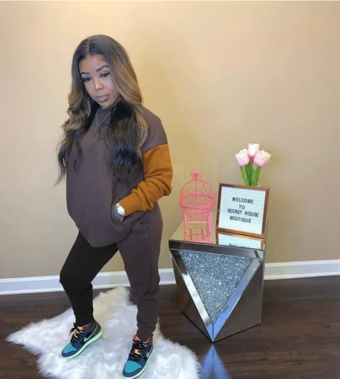 

B53960A Europe fashion autumn winter new women casual contrast color pants set, Shown