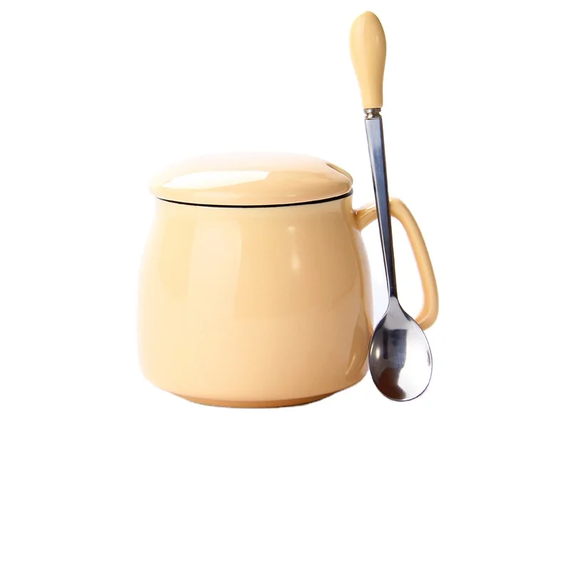 

Factory price customized milk tea porcelain coffee ceramic cup mug with lid