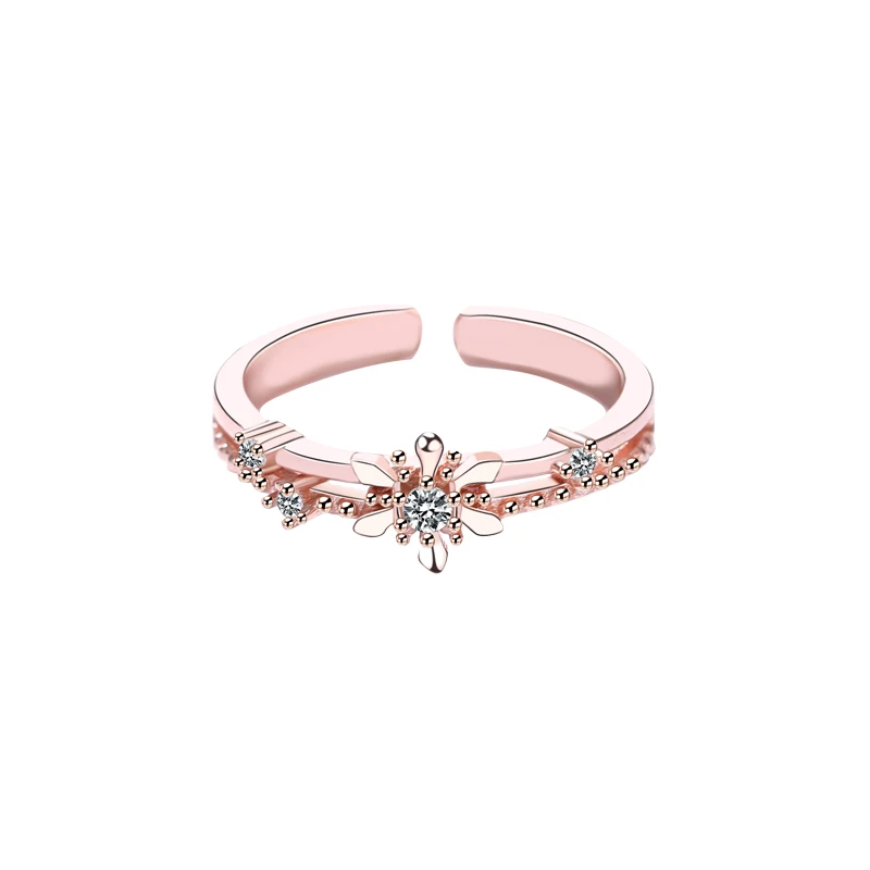 

925 silver European and American popular open adjustable rose gold plated flower ring