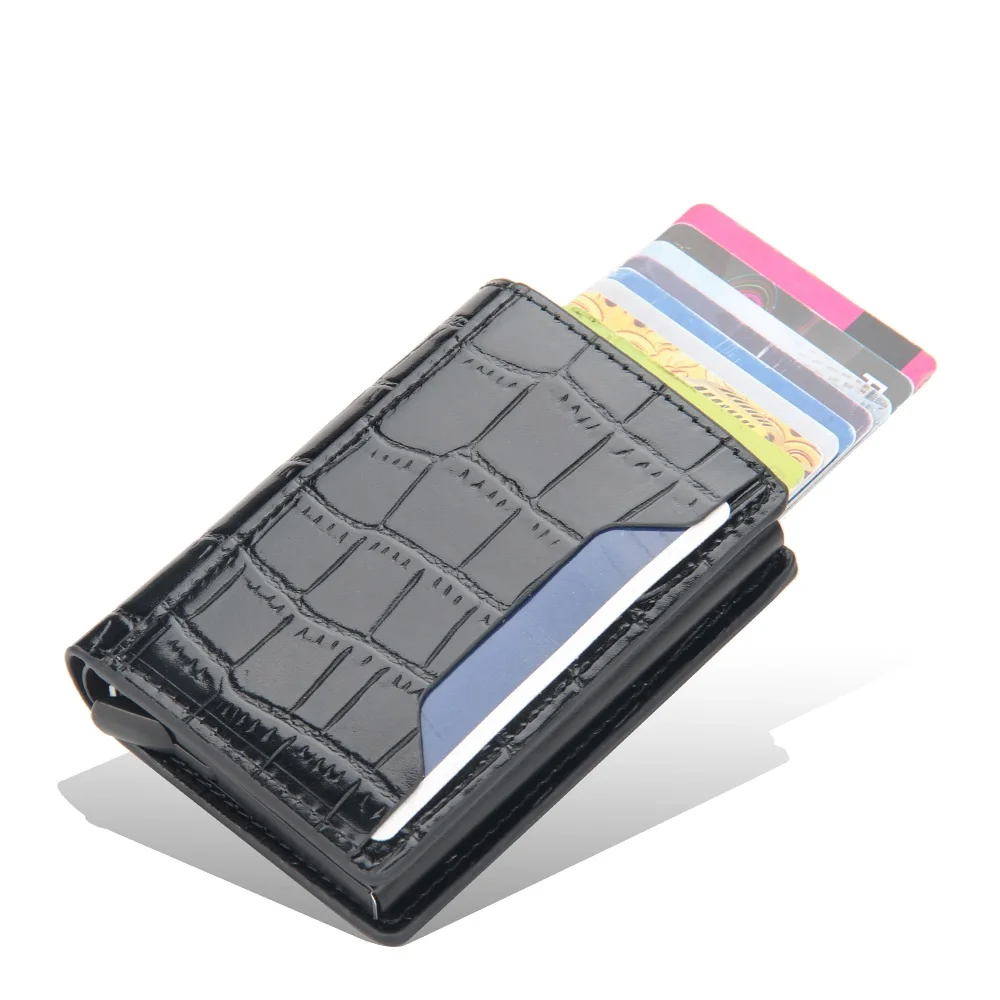 

New Fashion Automatic Popup Crocodile pattern Bank,ID Card Wallet For Women Men,RFID Block Protected Card Holder Case In Stock, Black,coffee,yellow brown