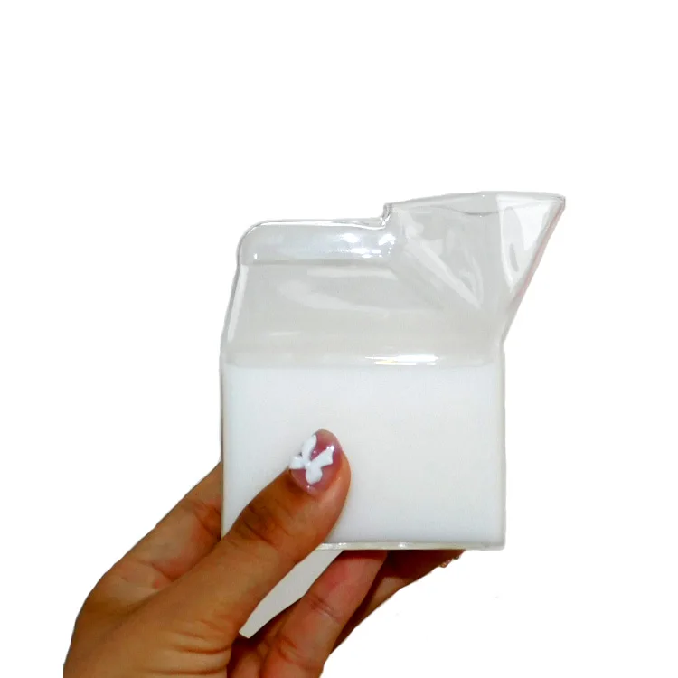 

Creative Japanese Milk Box Transparent Glass Square Milk Cup, Clear