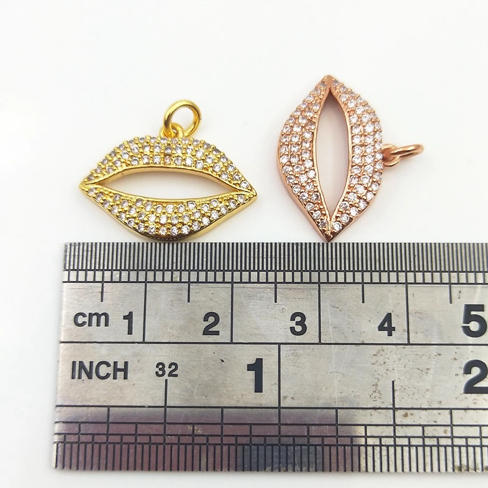 

Cordial Design Gold/Black gun/Rose gold plated Jewelry Accessories CZ Connectors For Necklace Lip Shape DIY Making Hand Made, Multi color