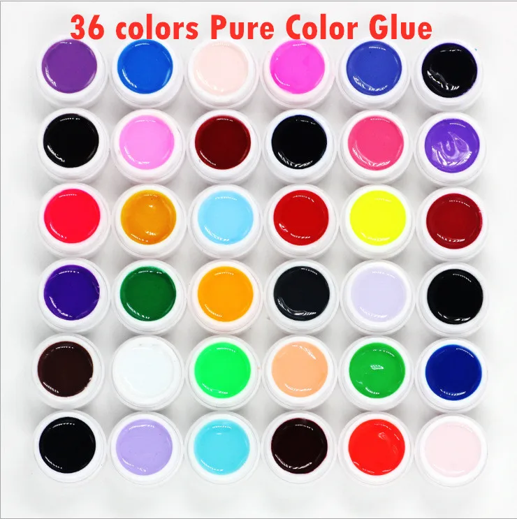 

36 Colors Nail Supplies Nail Polish Pure Color Glitter Sequins Glue Nail Polish Uv Gel