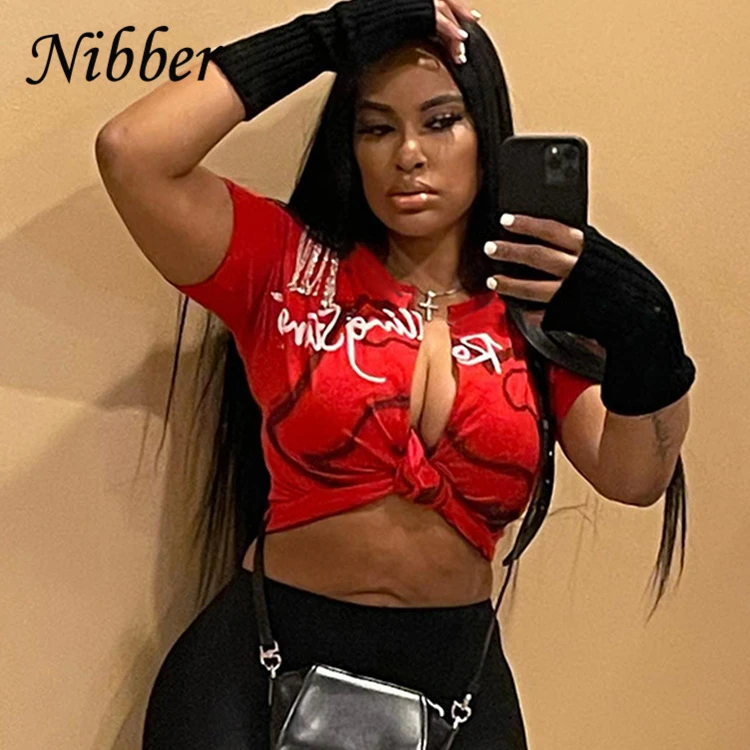 

Nibber K22L17140 African Women's Clothes Print Bodycon Custom Tops Short Sleeve O-Neck Cardigan Sexy T-shirt Tops for Women.