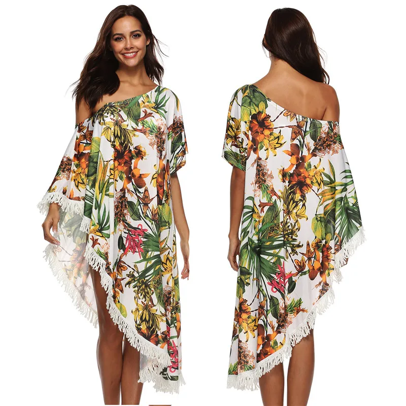 D3567 Top Sale Floral Printed Beach Cover Up Beachwear Sexy Dress - Buy ...