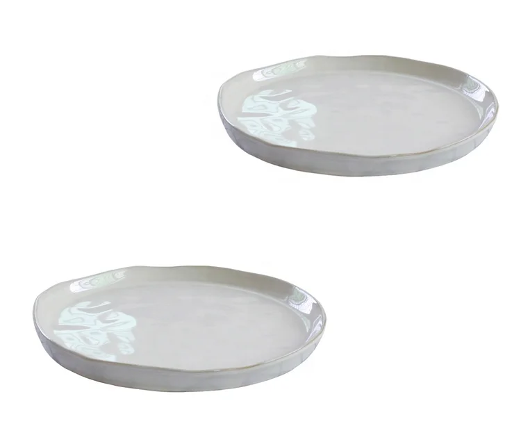 

European style high quality dinnerware set China irregular shape plate for home restaurant use, White