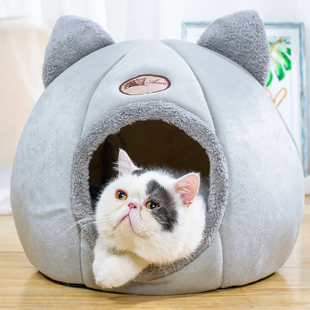 

Pet supply soft foldable animal sleeping mat dog house warm for cat cave, Gray