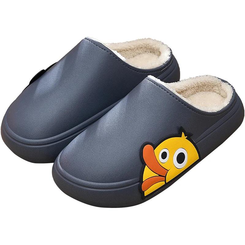 

Men Women Household Warm Waterproof EVA Slippers Cotton Plush Indoor Fluff Non-Slip Elderly Slides, Solid color