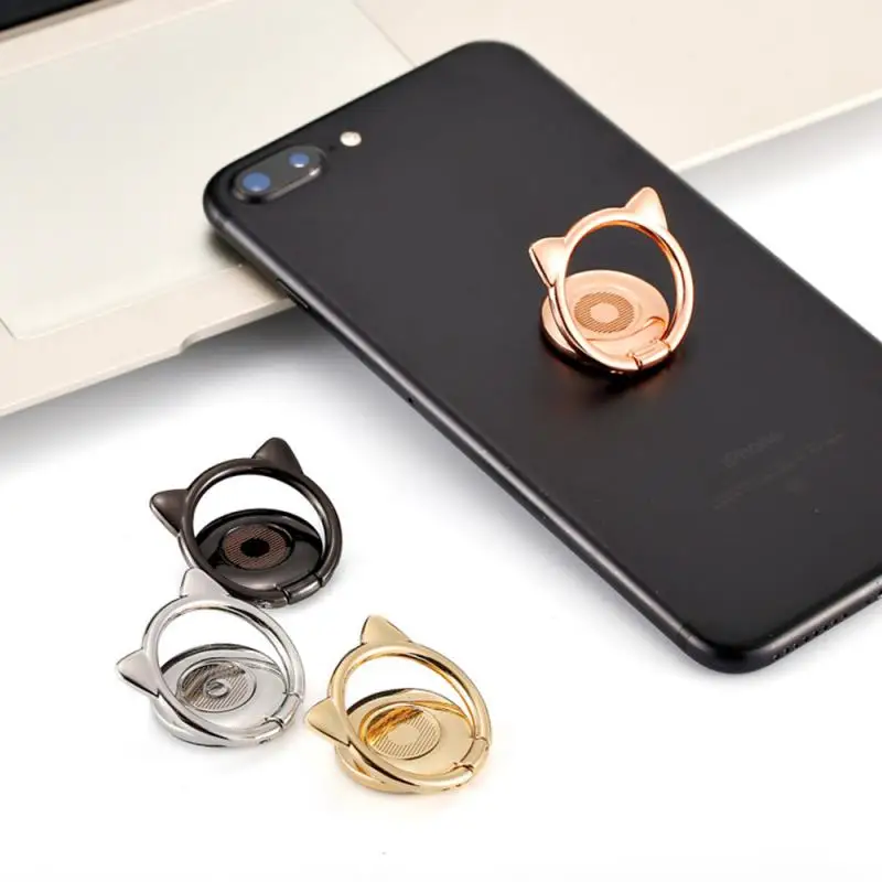 

Metal 360 Cute Cat Finger Ring Grip Mobile Phone Stand Holder Mount Support For IPhone Xiaomi For Huawei Samsung, Black,gold,silver,rose