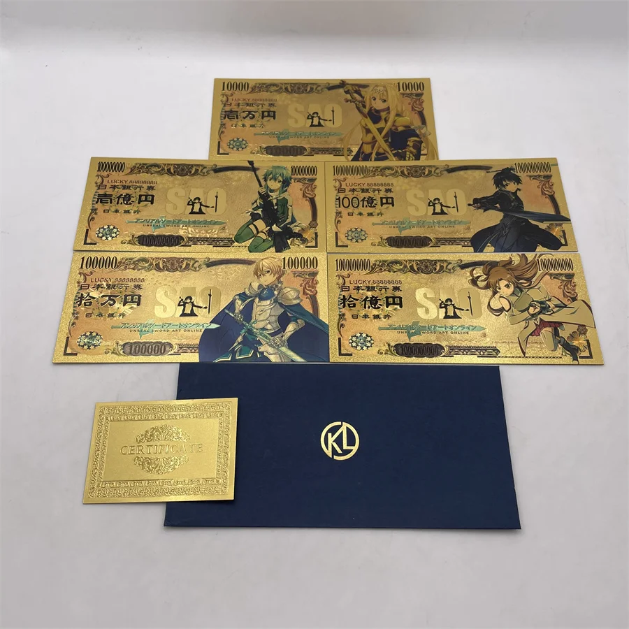 

Japanese Anime Sword Art Online Gold Banknote SAO YUI Super Sonico Card as Fan Gift