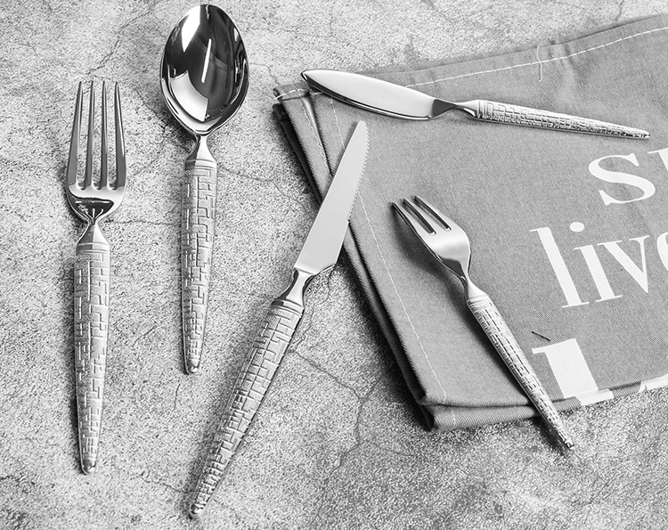 Hot Sale High End Hotel Party Wedding Restaurant Tableware Silverware Set 4 Piece Spoon Fork Stainless Steel Flatware Cutlery