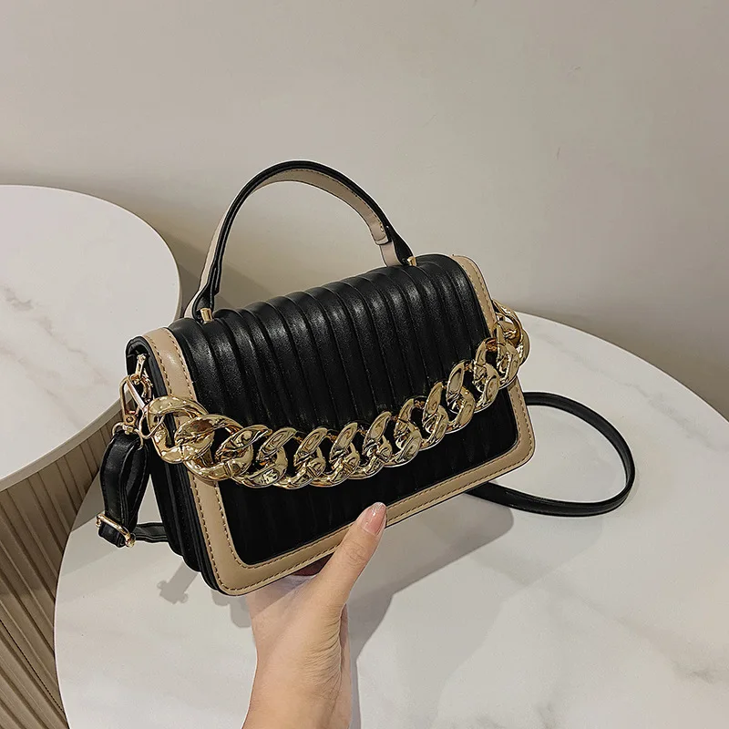 

Women crossbody bag pu flap bagsfor women 2022 quality leather thick chain shoulder messenger bags female handbag and purse, 15 colors, as picture show