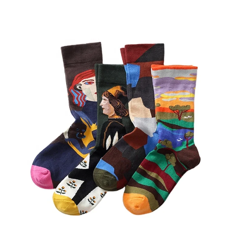 

happy styles funny men women unisex tube colorful cute pattern painting colourful socks, Custom color