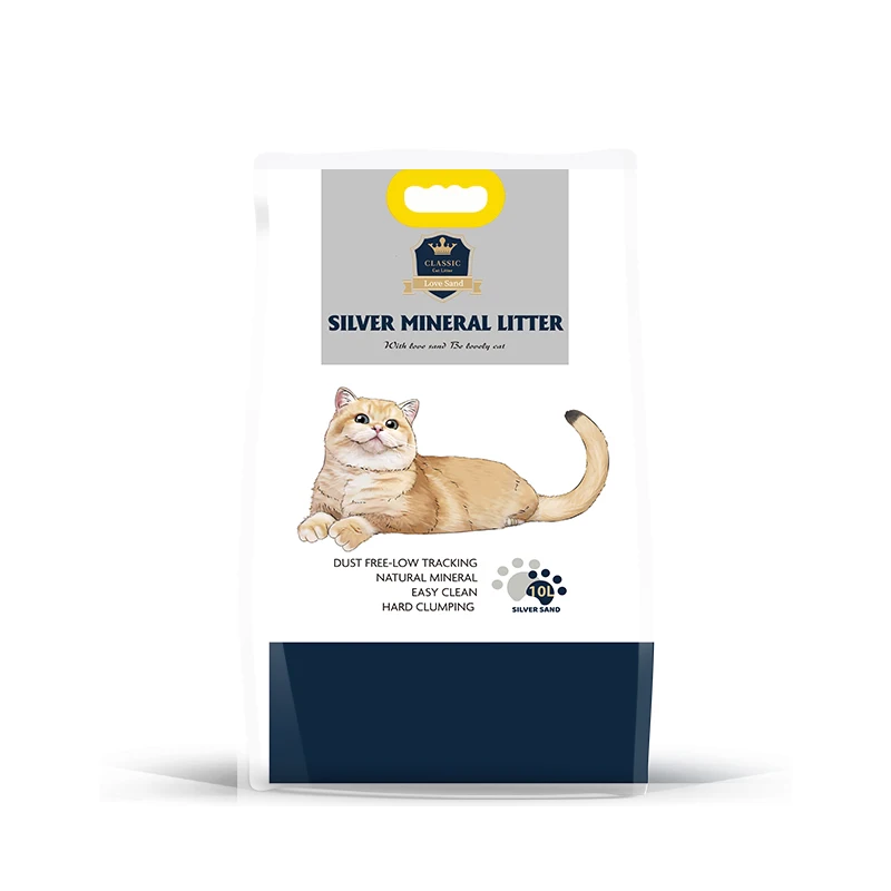 

Supermarket silver mineral cat litter from pet supplies dealers is 100% dust-free and strong clumping, White